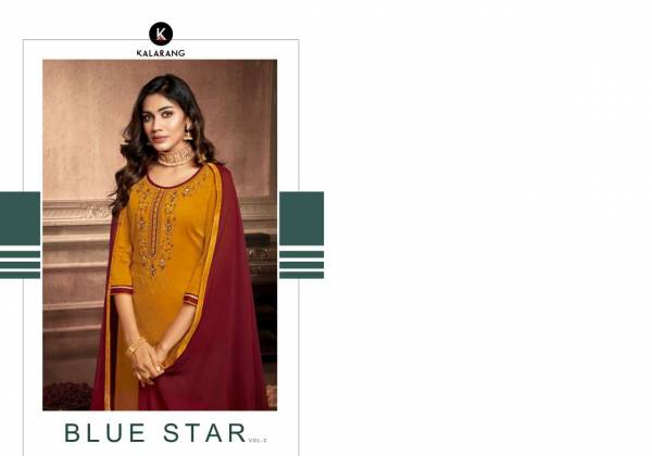 Kalarang Blue Star Vol-2 Cotton Silk With Embroidery And Sarvoski Diamond Work Chinon With Border  Pakistani Salwar Suit